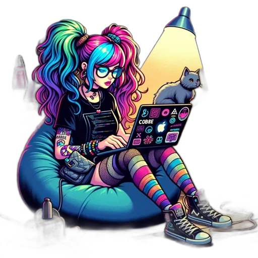 robot, cyberpunk, pixel art, cartoon transparent PNG cut-out