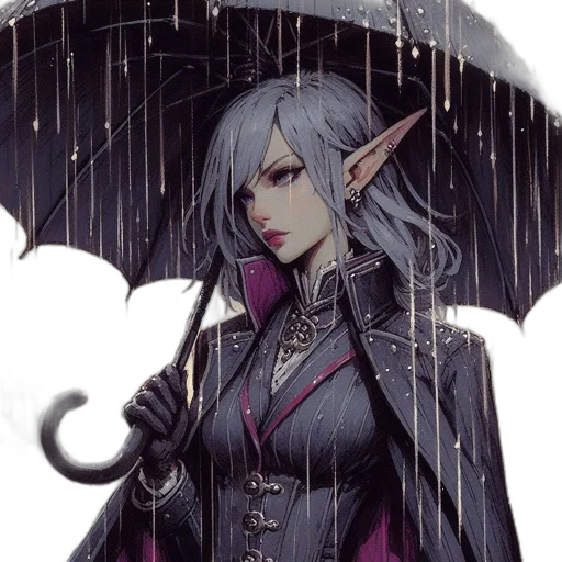 umbrella, dragon, staff, fantasy art transparent PNG cut-out