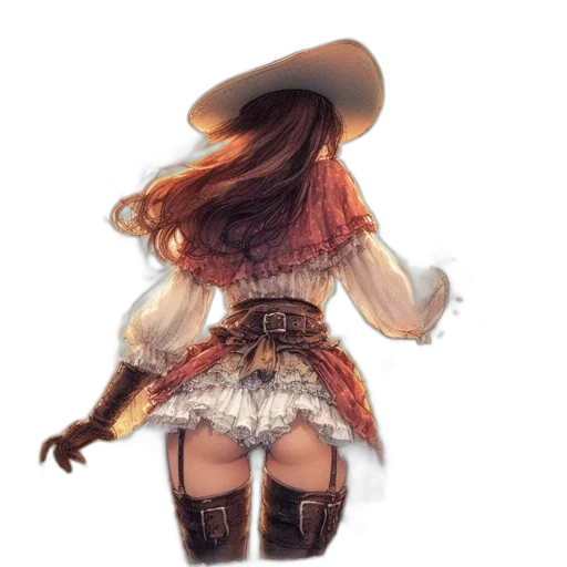 hat, dress, hair, jacket transparent PNG cut-out