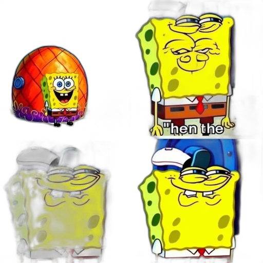 spongebob, squarepants, seen, four-panel transparent PNG cut-out