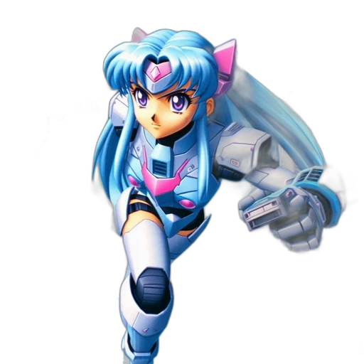 robot, weapon, staff, vaporwave transparent PNG cut-out