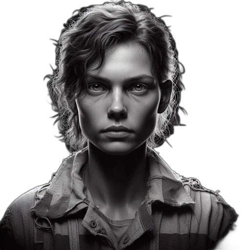 face, jacket, hair, photorealistic transparent PNG cut-out