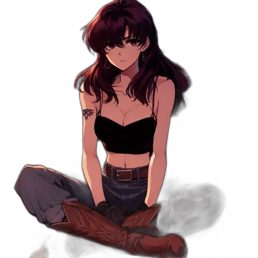 dress, jacket, hair, weapon transparent PNG cut-out
