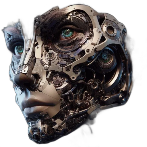 robot, mask, face, cyberpunk transparent PNG cut-out