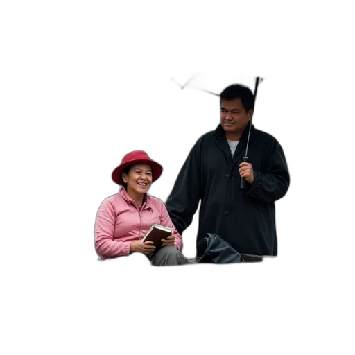 umbrella, hat, staff, jacket transparent PNG cut-out