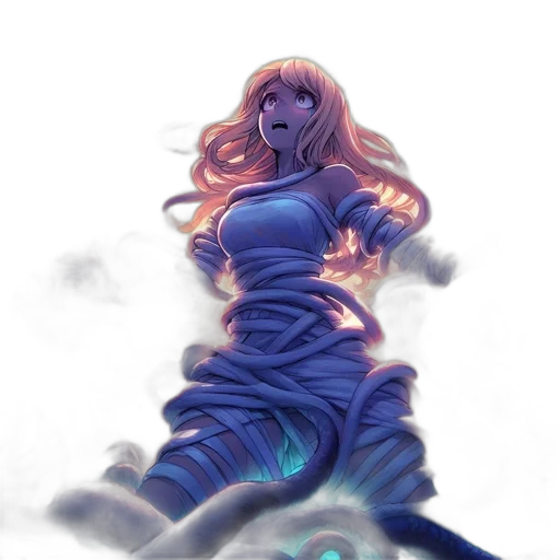 dress, creature, staff, weapon transparent PNG cut-out