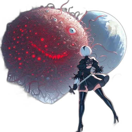 creature, weapon, staff, robot transparent PNG cut-out