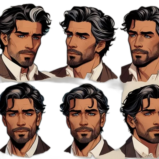 face, concept art, comic book art, pixel art transparent PNG cut-out