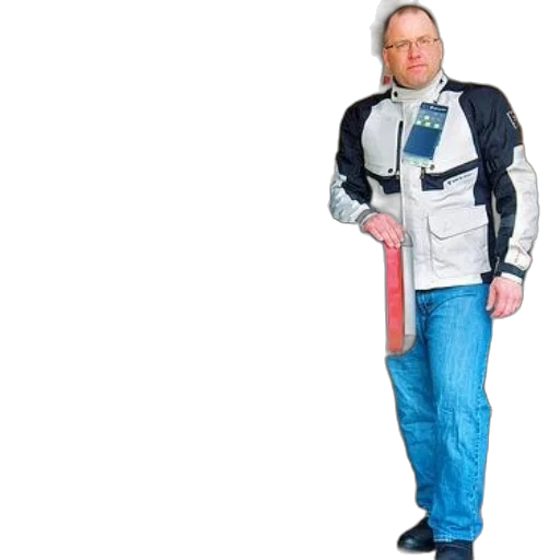jacket, robot, staff, cyberpunk transparent PNG cut-out