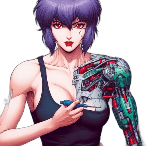 robot, weapon, cyberpunk, vaporwave transparent PNG cut-out
