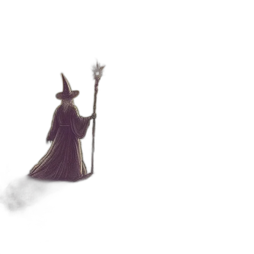 staff, creature, dress, hat transparent PNG cut-out