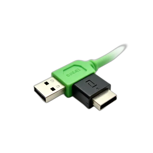 3d render, green, usb, connector transparent PNG cut-out