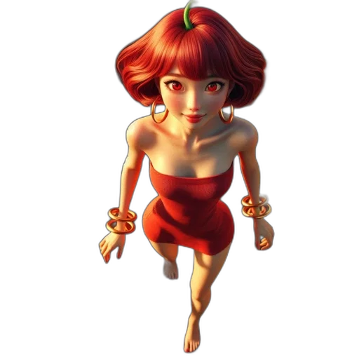 dress, robot, staff, 3d render transparent PNG cut-out