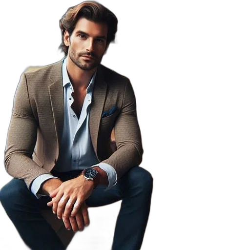jacket, photorealistic, earth tones, well-dressed transparent PNG cut-out