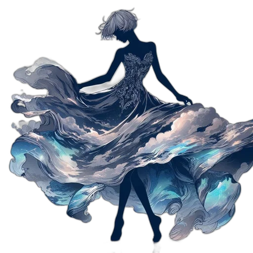 dress, hair, creature, concept art transparent PNG cut-out