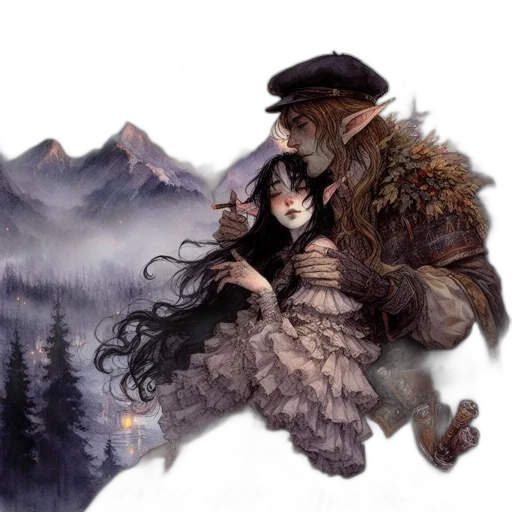 fantasy art, concept art, photorealistic, oil painting transparent PNG cut-out