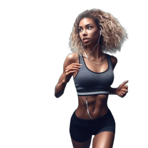 photorealistic, concept art, woman, jogging transparent PNG cut-out