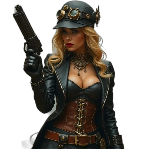weapon, hat, staff, jacket transparent PNG cut-out