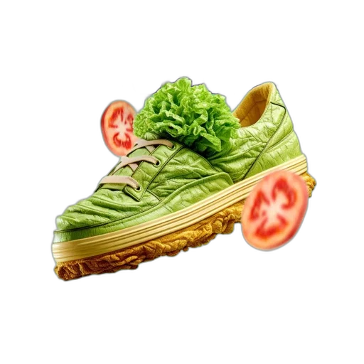shoes, food, photorealistic, 3d render transparent PNG cut-out