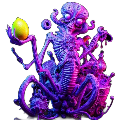 creature, dragon, robot, staff transparent PNG cut-out