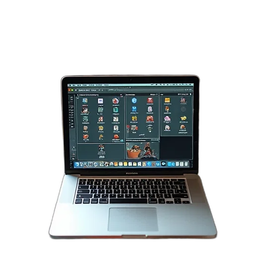 3d render, macbook, laptop, decorated transparent PNG cut-out