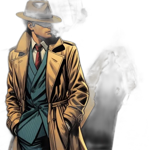 jacket, hat, mask, comic book art transparent PNG cut-out
