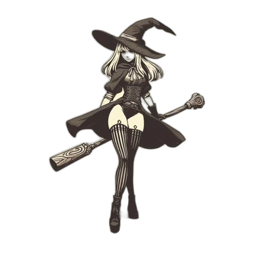 staff, hat, dress, weapon transparent PNG cut-out