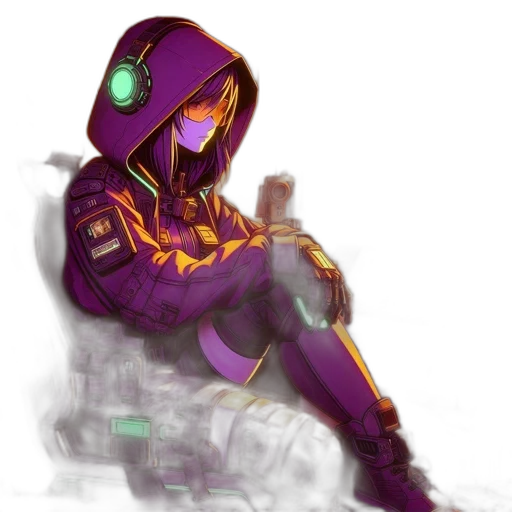 robot, jacket, mask, weapon transparent PNG cut-out