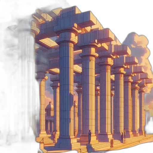 building, 3d render, concept art, vaporwave transparent PNG cut-out