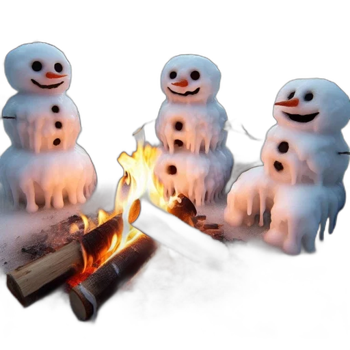 3d render, concept art, fire, snow transparent PNG cut-out