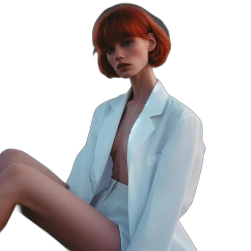 jacket, dress, hair, face transparent PNG cut-out