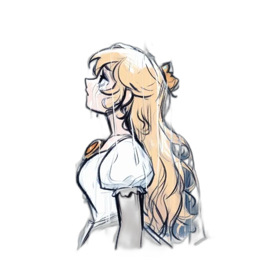 dress, crown, hair, staff transparent PNG cut-out