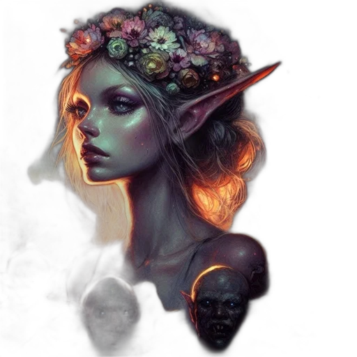 face, mask, crown, flower transparent PNG cut-out