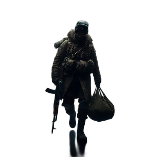 jacket, weapon, staff, hat transparent PNG cut-out