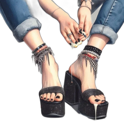 shoes, jewelry, photorealistic, 3d render transparent PNG cut-out