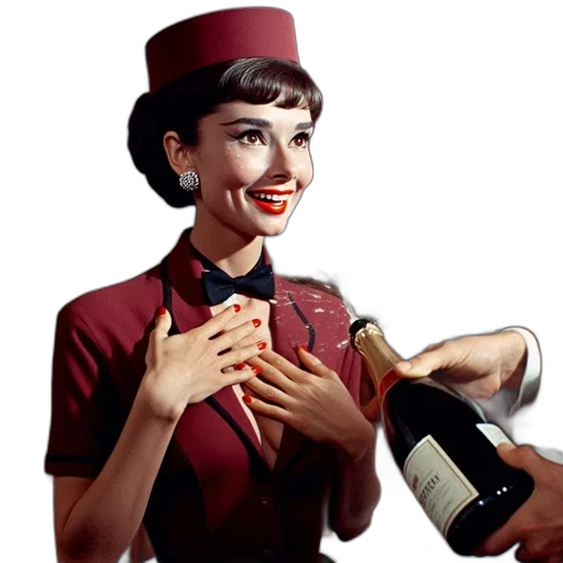 staff, photorealistic, woman, vintage transparent PNG cut-out