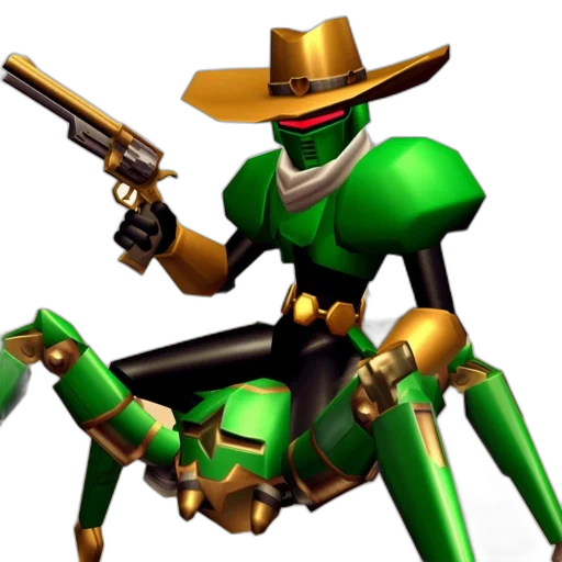 weapon, robot, staff, hat transparent PNG cut-out