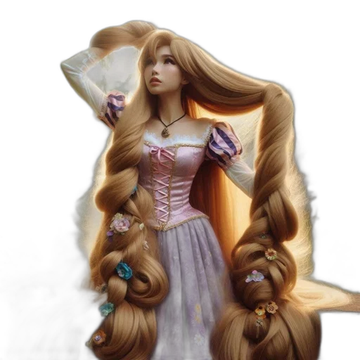hair, dress, crown, staff transparent PNG cut-out