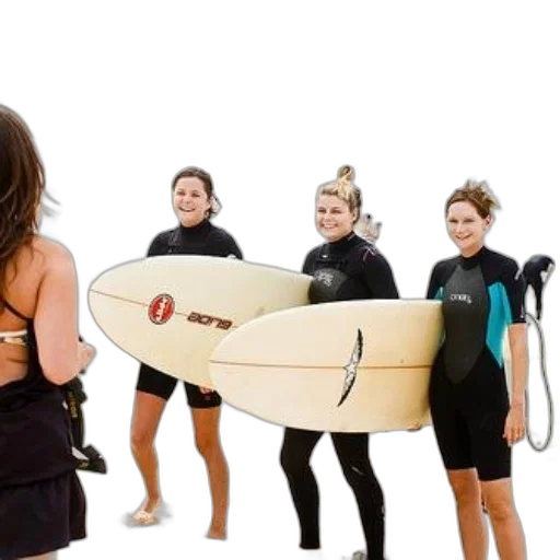 three, women, wetsuits, stand transparent PNG cut-out