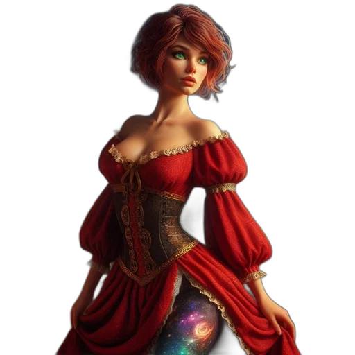 dress, jewelry, staff, fantasy art transparent PNG cut-out