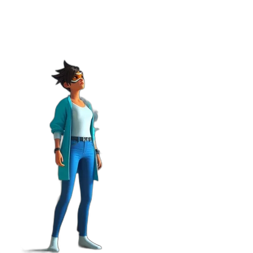 jacket, staff, robot, creature transparent PNG cut-out