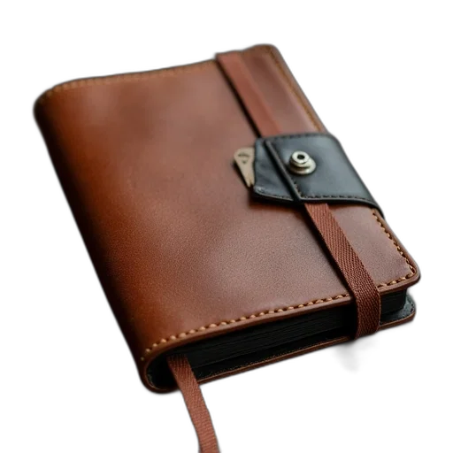 staff, leather, notebook, small transparent PNG cut-out