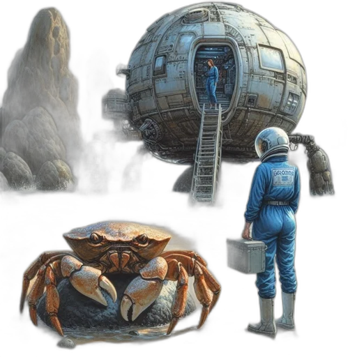 creature, robot, jacket, concept art transparent PNG cut-out