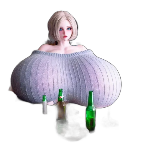 bottle, dress, umbrella, creature transparent PNG cut-out