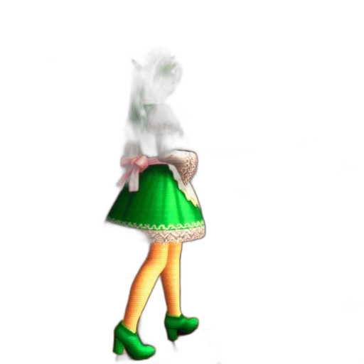 dress, shoes, creature, staff transparent PNG cut-out