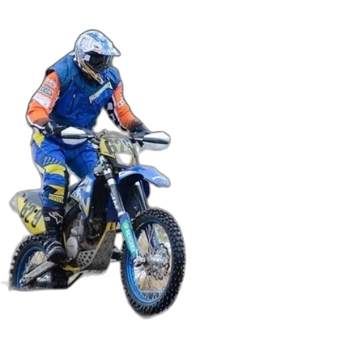 photorealistic, motocross, rider, blue transparent PNG cut-out