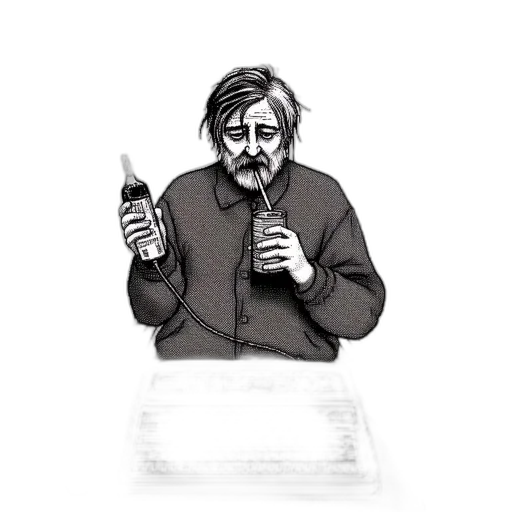 staff, face, bottle, jacket transparent PNG cut-out