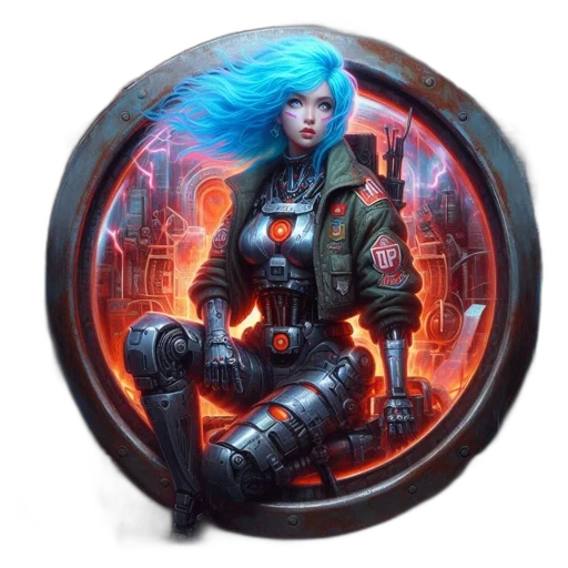 jacket, weapon, robot, cyberpunk transparent PNG cut-out
