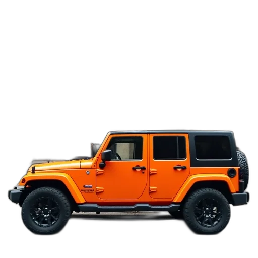 car, 3d render, orange, jeep transparent PNG cut-out