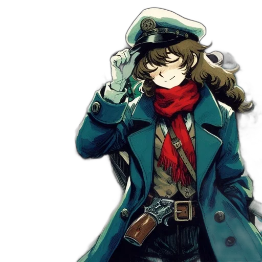 staff, jacket, hat, weapon transparent PNG cut-out